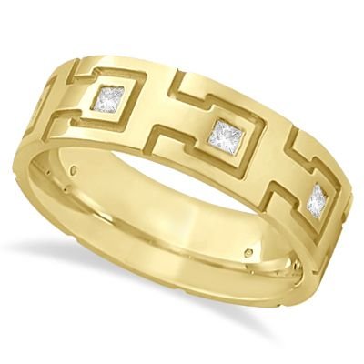 PRINCESS CUT ETERNITY DIAMOND RING FOR MEN 14K YELLOW GOLD (0.50CT)