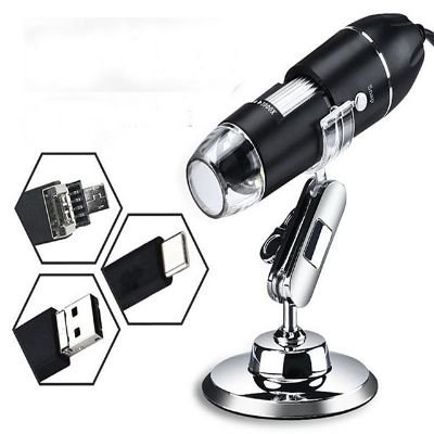 Portable USB Digital Microscope with 8-lights 3 in 1 500-1600X Handheld Electron Microscope