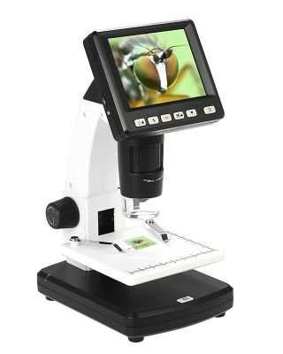 Professional Portable Stand Alone Desktop 3.5 LCD Digital Microscope 10-300X up to 1200x Magnification 5M Resolution and Measurement Storage Card