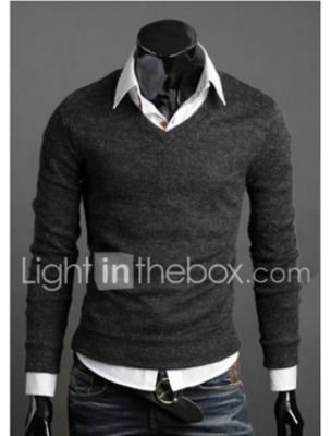 Casual Men's Solid Colored Pullover Long Sleeve Regular Sweater Cardigans Fall Winter V Neck Wine Black Purple