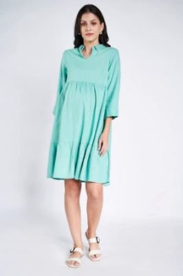 Sustainable Mint Maternity Short Dress