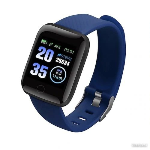 116 Plus Wristband Sports Fitness Blood Pressure Heart Rate Smart Band Waterproof Smartwatch D13 - Blue China