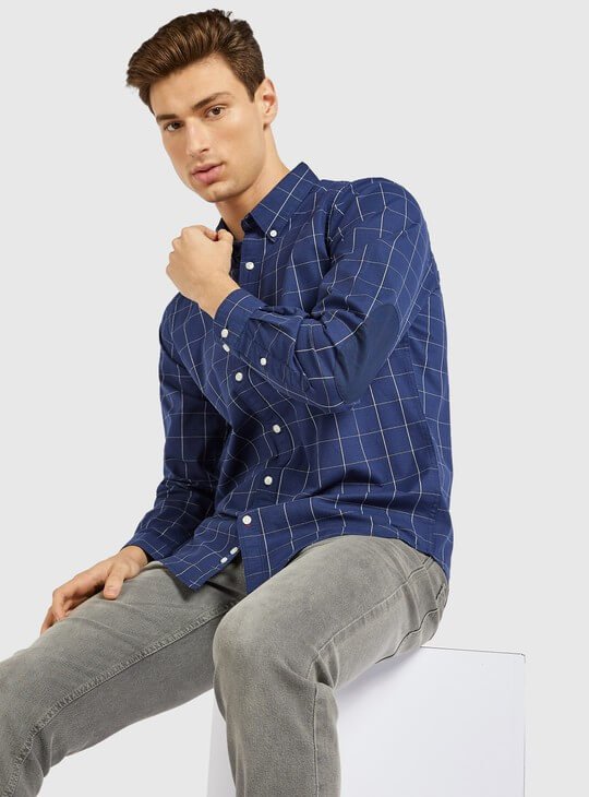 Chequered Shirt with Long Sleeves and Complete Placket