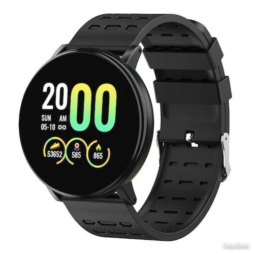 Gocomma 119Plus Sports Pedometer Heart Rate Smart Watch Dual Color Strap Smartwatch - Black