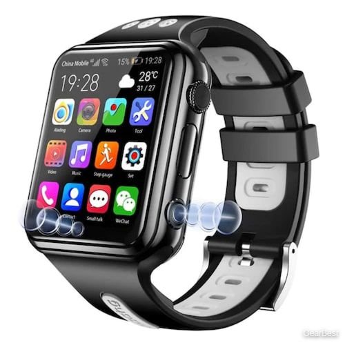 Gocomma W5 (H1-C-ALADENG) 4G GPS WiFi Location Smart Watch Phone Android System Clock App Install Bluetooth Smartwatch 4G SIM Card - Black