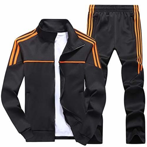 Men's 2 Piece Full Zip Tracksuit Sweatsuit Street Casual 2pcs Winter Long Sleeve Thermal Warm Breathable Soft Fitness Running Jogging Exercise Sportswear Solid Colored Red black Screen Color Orange