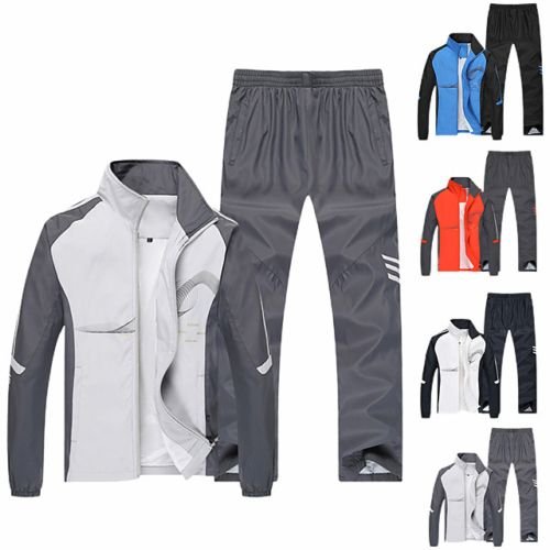Men's Long Sleeve Tracksuit Sweatsuit 2 Piece Zipper Pocket Outfit Set Clothing Suit Street Athleisure Breathable Soft Fitness Running Jogging Exercise Sportswear Plus Size White Blue Red Light Gray