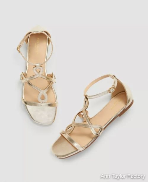 Metallic Ornate Ankle Strap Sandals