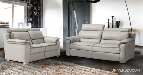 ROSIANE ELECTRIC OR FIXED RELAXATION LEATHER SOFA