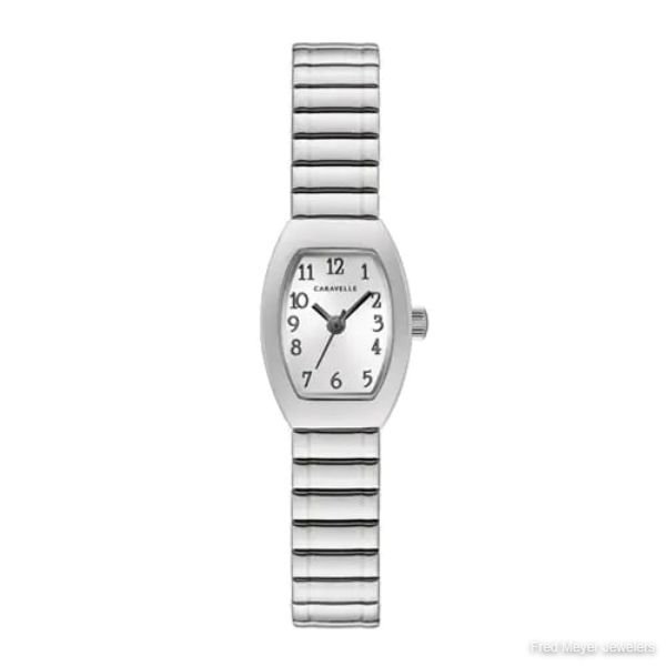18mm Ladies' Caravelle Watch with Silver-Tone Dial and Silver-Tone Expansion Bracelet