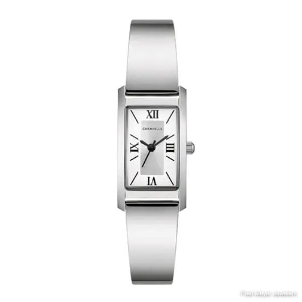 18mm Ladies' Caravelle Watch with Silver-Tone Dial and Silver-Tone Stainless Steel Bracelet