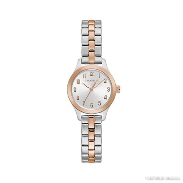 24mm Ladies' Caravelle Watch with Silver-Tone Dial and Two-Tone Bracelet