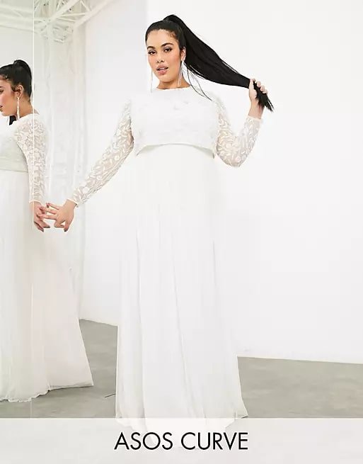 ASOS EDITION Curve Fleur embellished crop top wedding dress