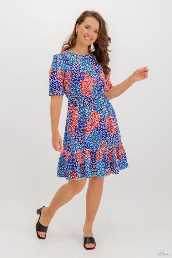 Bailey Red & Blue Printed Short Dress