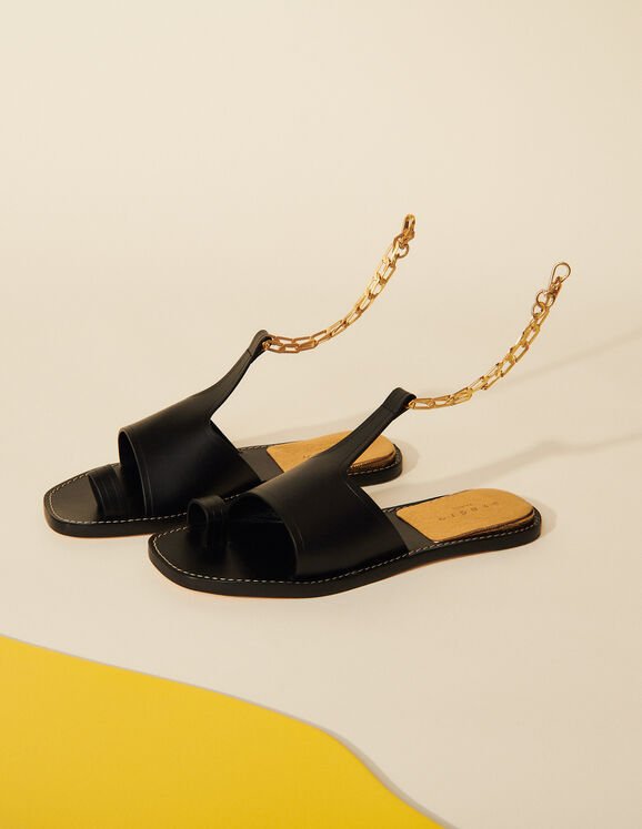 Leather sandals with chain detail 2