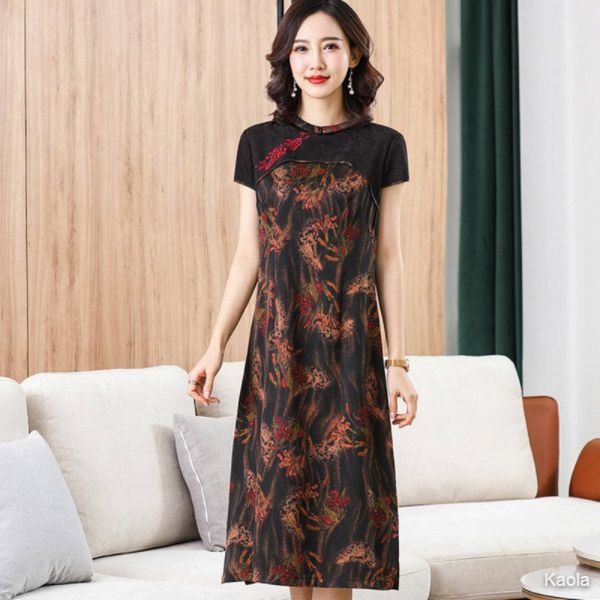 Hengyuanxiang dress women's 2021 spring new middle-aged 40-year-old 50-year-old mother silk mulberry silk skirt