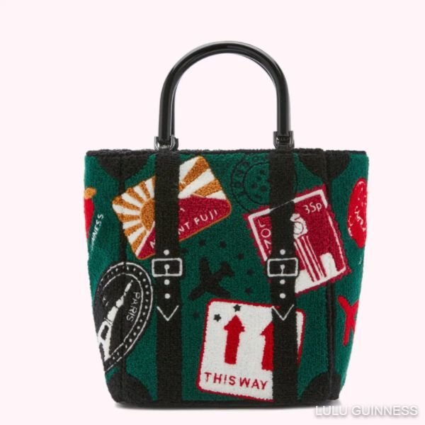 Travel Stamp Bibi Tote Emerald