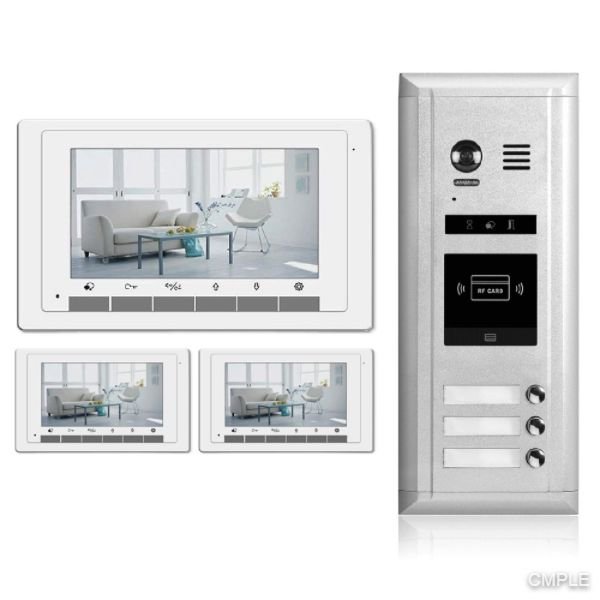 Video Intercom Entry System DK1731S - 3 Apartment Audio/Video Kit (3 monitors included)