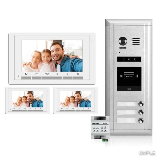 Video Intercom Entry System DK1731S - 3 Apartment Audio/Video Kit with 3 Inside Monitors and IPG Module