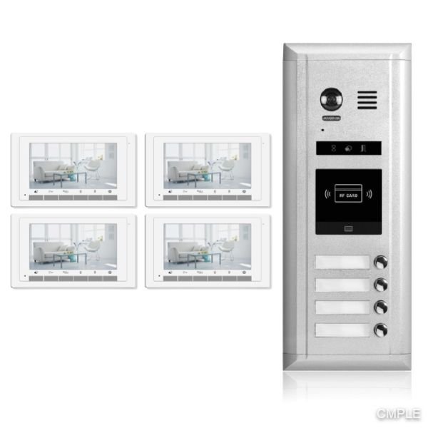 Video Intercom Entry System DK1741S - 4 Apartment Audio/Video Kit (4 monitors included)