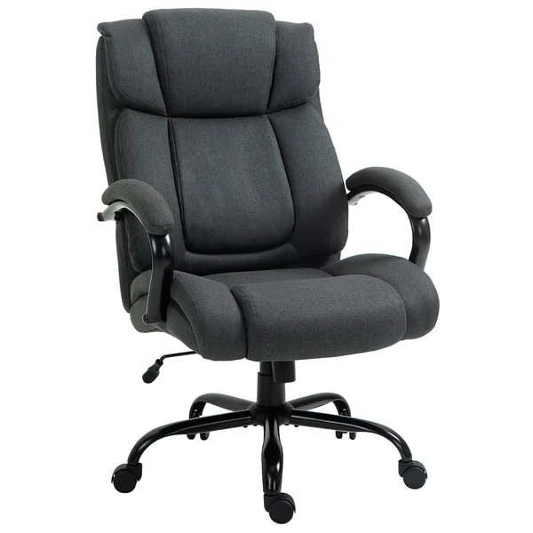 Vinsetto Big and Tall High Back Executive Office Chair with Swivel and Linen Feel Upholstery, Dark Grey