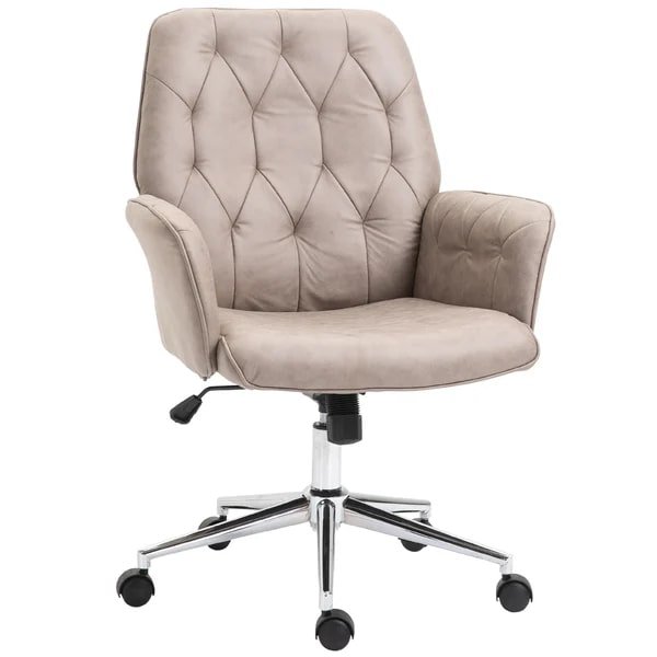 Vinsetto Modern Mid-Back Tufted Linen Fabric Home Office Task Chair with Arms Swivel Adjustable