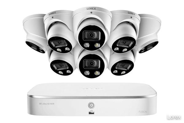 8-Channel 4K NVR System with 8 Smart Deterrence 4K (8MP) IP Dome Cameras