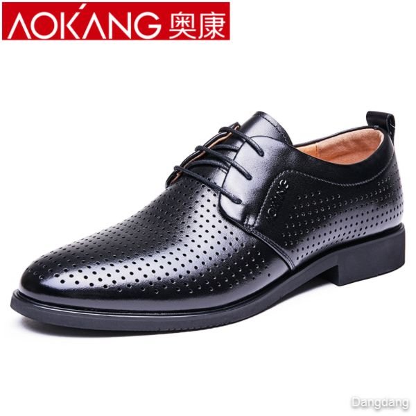 Aokang men's shoes sandals hollow leather shoes men's summer formal wear sandals men's business