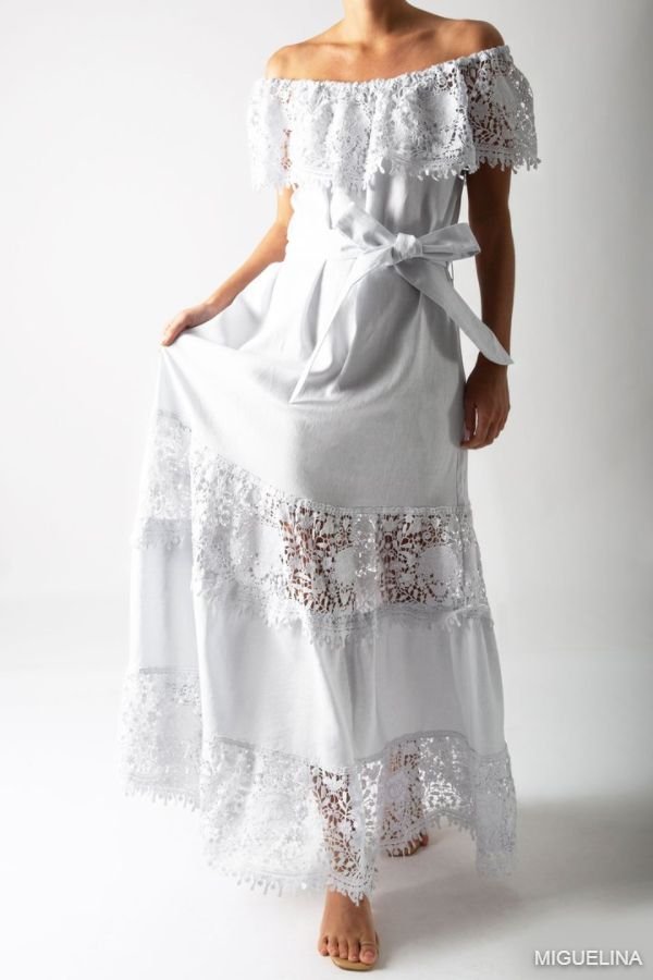 Maeve Pure White Linen Dress