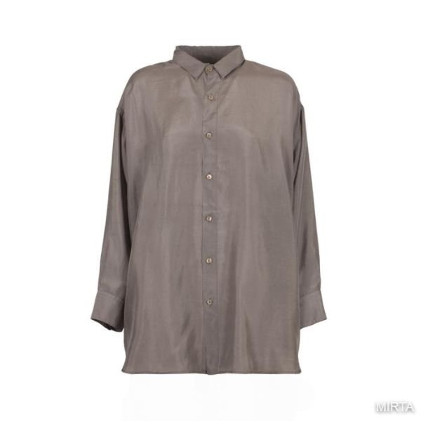 PENELOPE – ETICLÒ - Habotai Silk Deep Taupe Oversized Blouse