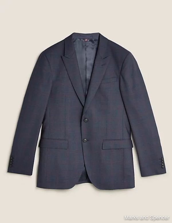Tailored Fit Wool Check Jacket 
