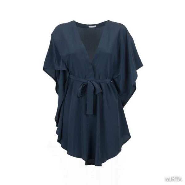 WILDFLOWER – ETICLÒ - Pure Crepe Silk Navy Kimono