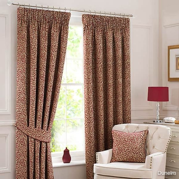 Willow Red Pencil Pleat Curtains