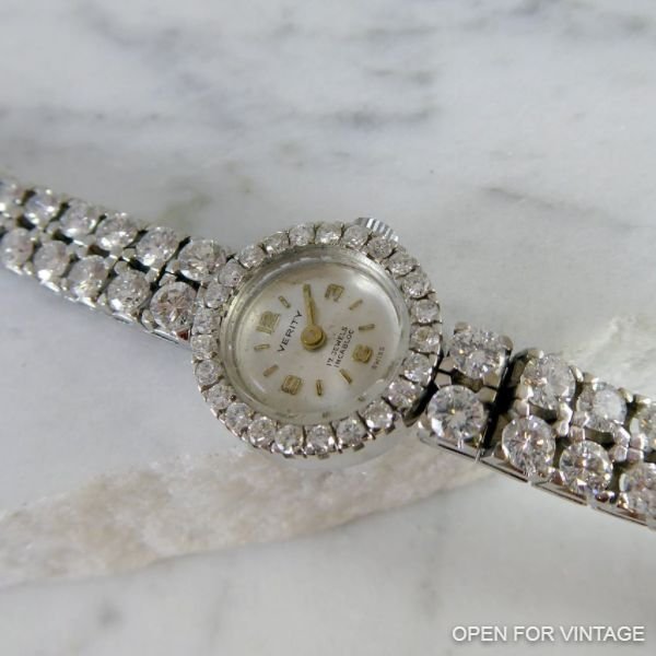 8.92 Carat Diamond Set Cocktail Watch, White Gold, circa 1950s