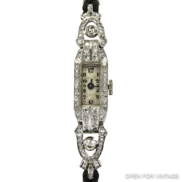 Ladies Platinum white gold Diamond French Art Deco Mechanical Wristwatch, 1925