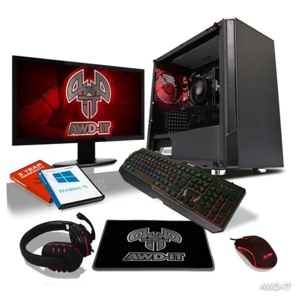 AWD Ryzen 4300G Citadel with AMD VEGA Graphics Desktop PC Monitor Package for Gaming