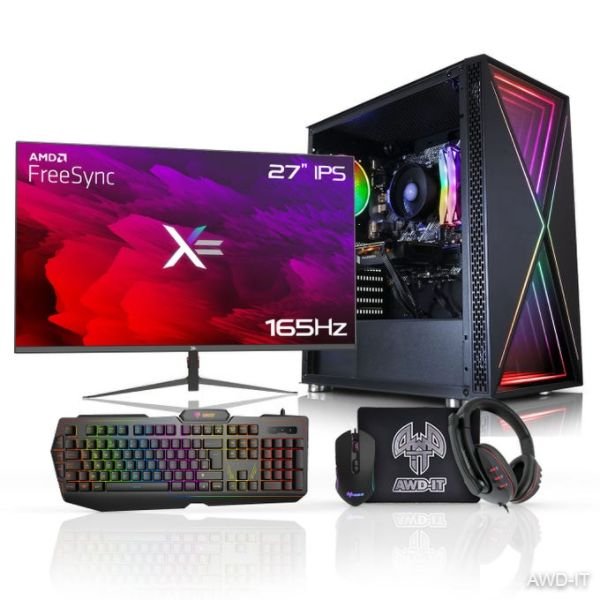 AWD VOID X AMD Ryzen 5 5600X 6 Core, Radeon RX 6600 8GB, 27" 165Hz Monitor Package For Gaming