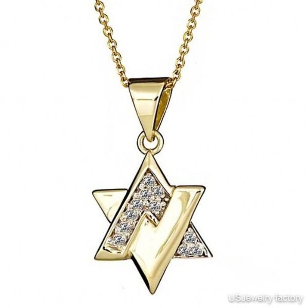 Star Magen David Diamond Pendant Necklace 16" 14k Yellow Gold (0.21 tcw)