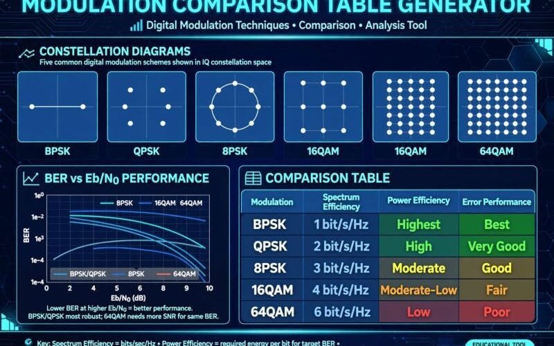 Modulation Comparison Table Generator